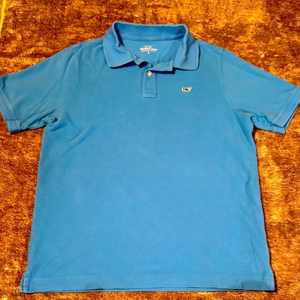 Vineyard Vines boys ocean blue whale logo polo size Large 16